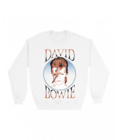 David Bowie Sweatshirt | Reissue Aladdin Sane Design Distressed Sweatshirt $17.13 Sweatshirts