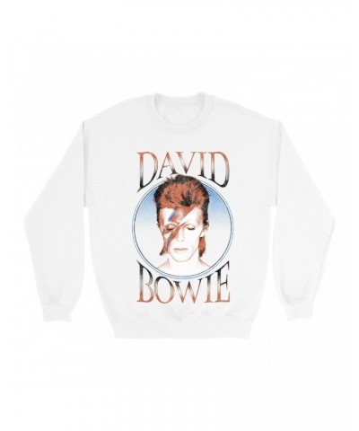 David Bowie Sweatshirt | Reissue Aladdin Sane Design Distressed Sweatshirt $17.13 Sweatshirts