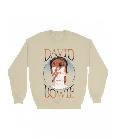 David Bowie Sweatshirt | Reissue Aladdin Sane Design Distressed Sweatshirt $17.13 Sweatshirts