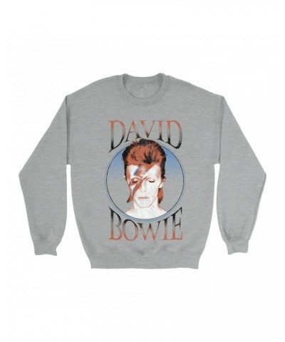 David Bowie Sweatshirt | Reissue Aladdin Sane Design Distressed Sweatshirt $17.13 Sweatshirts