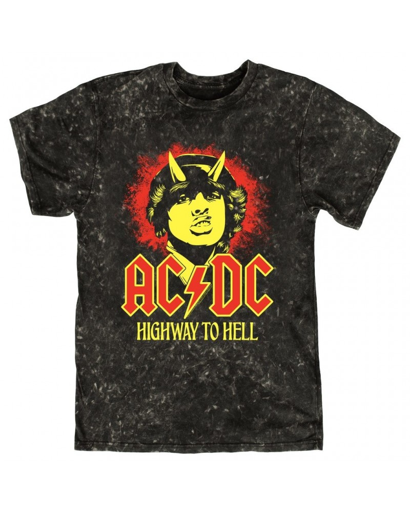 AC/DC T-shirt | Red Yellow Angus Highway To Hell Design Mineral Wash Shirt $9.28 Shirts