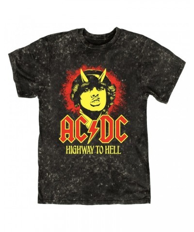 AC/DC T-shirt | Red Yellow Angus Highway To Hell Design Mineral Wash Shirt $9.28 Shirts