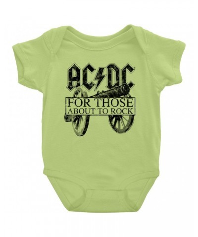 AC/DC Baby Short Sleeve Bodysuit | For Those About To Rock Black Cannon Image Distressed Bodysuit $8.18 Kids