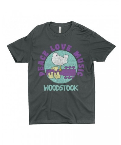 Woodstock T-Shirt | Peace Love Music Bird And Guitar Design Shirt $9.98 Shirts