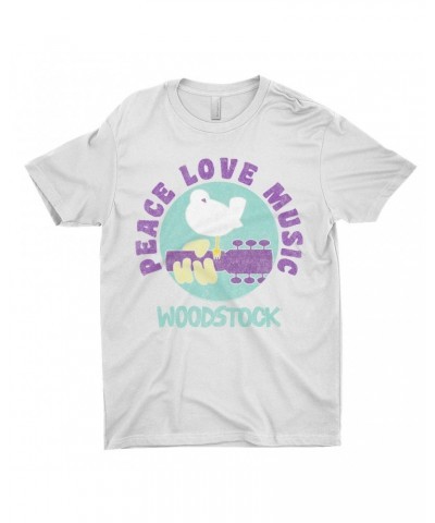 Woodstock T-Shirt | Peace Love Music Bird And Guitar Design Shirt $9.98 Shirts