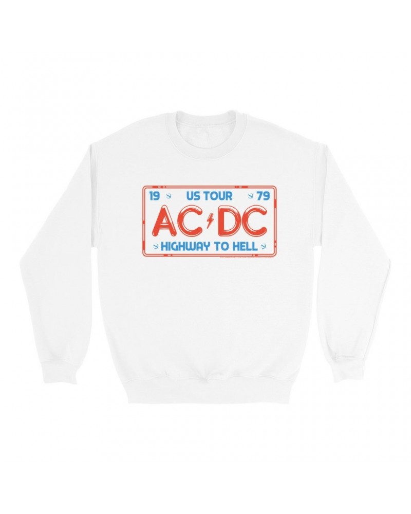 AC/DC Sweatshirt | Highway To Hell License Plate US Tour Sweatshirt $13.28 Sweatshirts