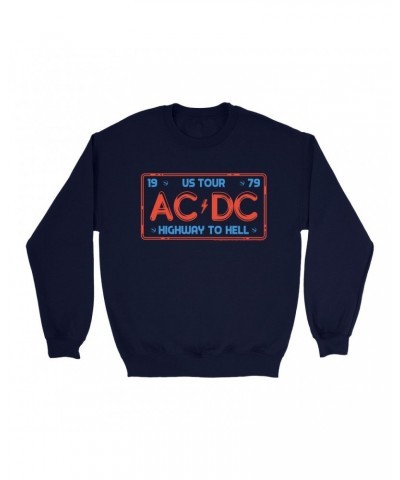 AC/DC Sweatshirt | Highway To Hell License Plate US Tour Sweatshirt $13.28 Sweatshirts