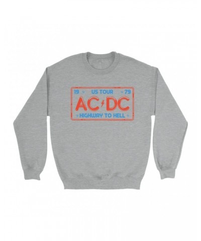 AC/DC Sweatshirt | Highway To Hell License Plate US Tour Sweatshirt $13.28 Sweatshirts