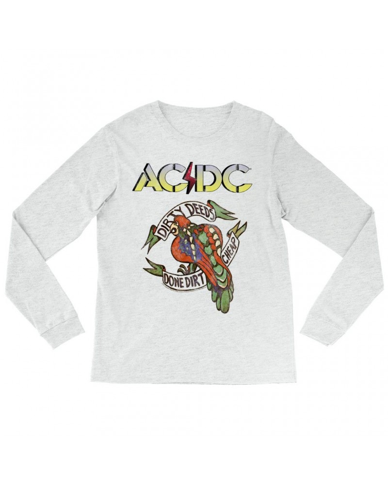 AC/DC Heather Long Sleeve Shirt | Dirty Deeds Done Dirt Cheap Tattoo Design Shirt $12.28 Shirts