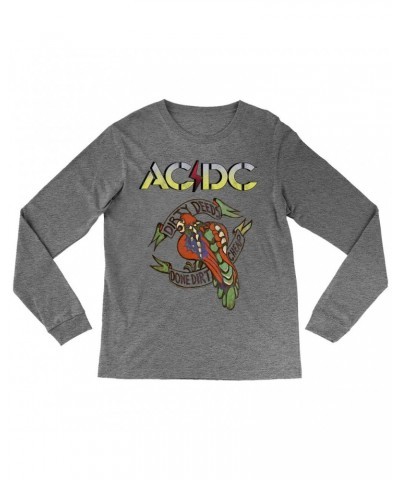 AC/DC Heather Long Sleeve Shirt | Dirty Deeds Done Dirt Cheap Tattoo Design Shirt $12.28 Shirts