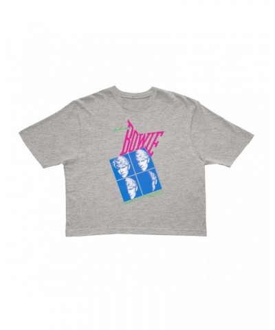 David Bowie Ladies' Crop Tee | Neon Serious Moonlight Tour Crop T-shirt $9.97 Shirts