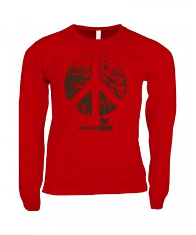 Woodstock Long Sleeve Shirt | Crowd Photo Peace Sign Shirt $13.48 Shirts