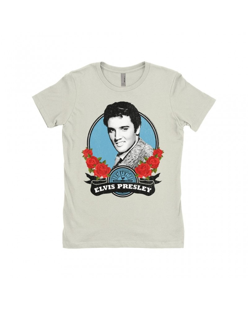 Elvis Presley Sun Records Ladies' Boyfriend T-Shirt | In Roses Distressed Sun Records Shirt $10.98 Shirts