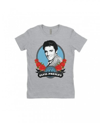 Elvis Presley Sun Records Ladies' Boyfriend T-Shirt | In Roses Distressed Sun Records Shirt $10.98 Shirts