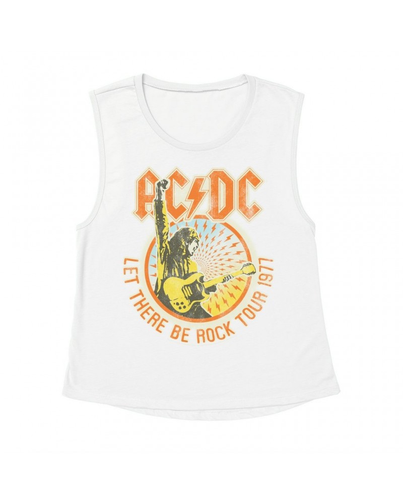 AC/DC Ladies' Muscle Tank Top | Let There Be Rock Tour 1977 Shirt $12.52 Shirts