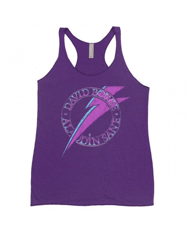 David Bowie Bold Colored Racerback Tank | Aladdin Sane Logo Distressed Shirt $13.90 Shirts