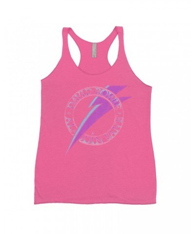 David Bowie Bold Colored Racerback Tank | Aladdin Sane Logo Distressed Shirt $13.90 Shirts