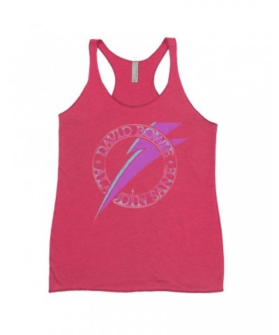 David Bowie Bold Colored Racerback Tank | Aladdin Sane Logo Distressed Shirt $13.90 Shirts