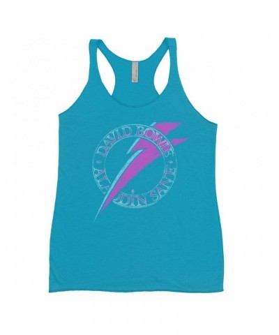 David Bowie Bold Colored Racerback Tank | Aladdin Sane Logo Distressed Shirt $13.90 Shirts