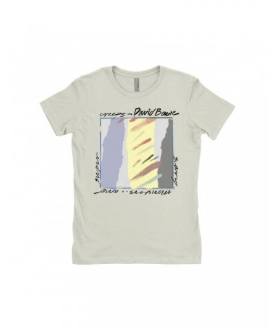 David Bowie Ladies' Boyfriend T-Shirt | Neutral Tone Scary Monsters Album Design Shirt $12.48 Shirts