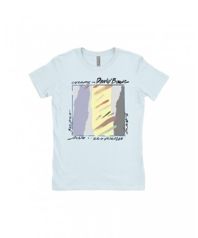 David Bowie Ladies' Boyfriend T-Shirt | Neutral Tone Scary Monsters Album Design Shirt $12.48 Shirts