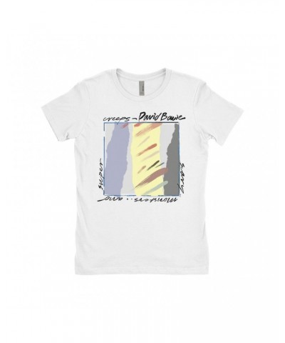 David Bowie Ladies' Boyfriend T-Shirt | Neutral Tone Scary Monsters Album Design Shirt $12.48 Shirts