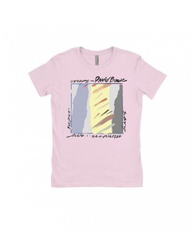 David Bowie Ladies' Boyfriend T-Shirt | Neutral Tone Scary Monsters Album Design Shirt $12.48 Shirts