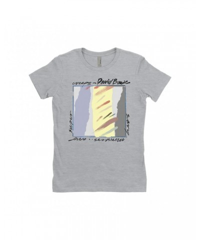 David Bowie Ladies' Boyfriend T-Shirt | Neutral Tone Scary Monsters Album Design Shirt $12.48 Shirts