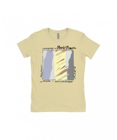 David Bowie Ladies' Boyfriend T-Shirt | Neutral Tone Scary Monsters Album Design Shirt $12.48 Shirts