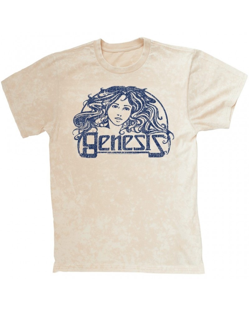 Genesis T-shirt | Navy Vintage Art Nouveau Logo Distressed Mineral Wash Shirt $10.78 Shirts