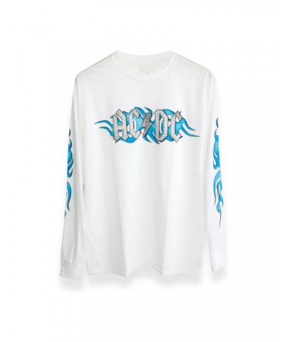 AC/DC Blue Flames Steel Logo White Longsleeve T-Shirt $9.99 Shirts