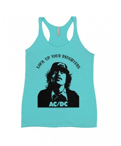 AC/DC Bold Colored Racerback Tank | Lock Up Your Daughters Featuring Angus Young Design Shirt $13.32 Shirts