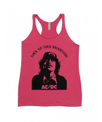 AC/DC Bold Colored Racerback Tank | Lock Up Your Daughters Featuring Angus Young Design Shirt $13.32 Shirts