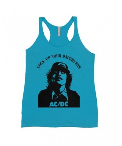 AC/DC Bold Colored Racerback Tank | Lock Up Your Daughters Featuring Angus Young Design Shirt $13.32 Shirts