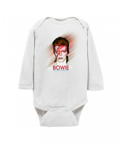 David Bowie Long Sleeve Bodysuit | Flash Frame Colorful Bowie Image Bodysuit $10.64 Shirts