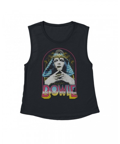 David Bowie Ladies' Muscle Tank Top | Bowie Sphinx Distressed Shirt $10.21 Shirts