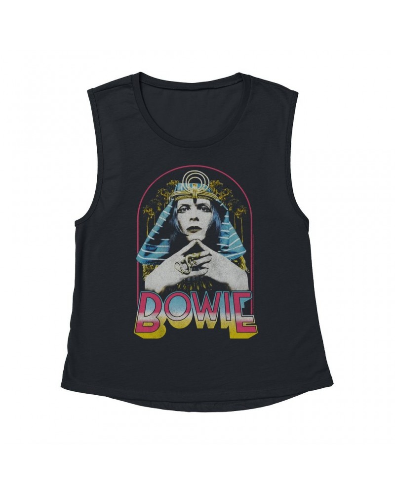 David Bowie Ladies' Muscle Tank Top | Bowie Sphinx Distressed Shirt $10.21 Shirts