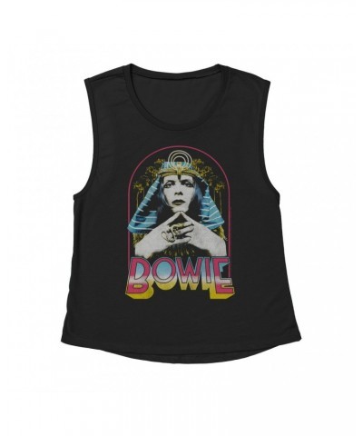 David Bowie Ladies' Muscle Tank Top | Bowie Sphinx Distressed Shirt $10.21 Shirts