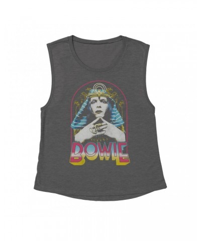 David Bowie Ladies' Muscle Tank Top | Bowie Sphinx Distressed Shirt $10.21 Shirts