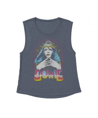 David Bowie Ladies' Muscle Tank Top | Bowie Sphinx Distressed Shirt $10.21 Shirts