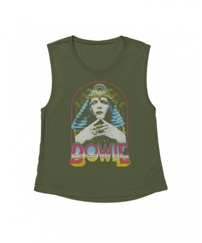 David Bowie Ladies' Muscle Tank Top | Bowie Sphinx Distressed Shirt $10.21 Shirts