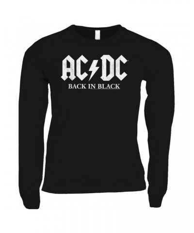 AC/DC Long Sleeve Shirt | Back In Black US White Design Shirt $9.28 Shirts