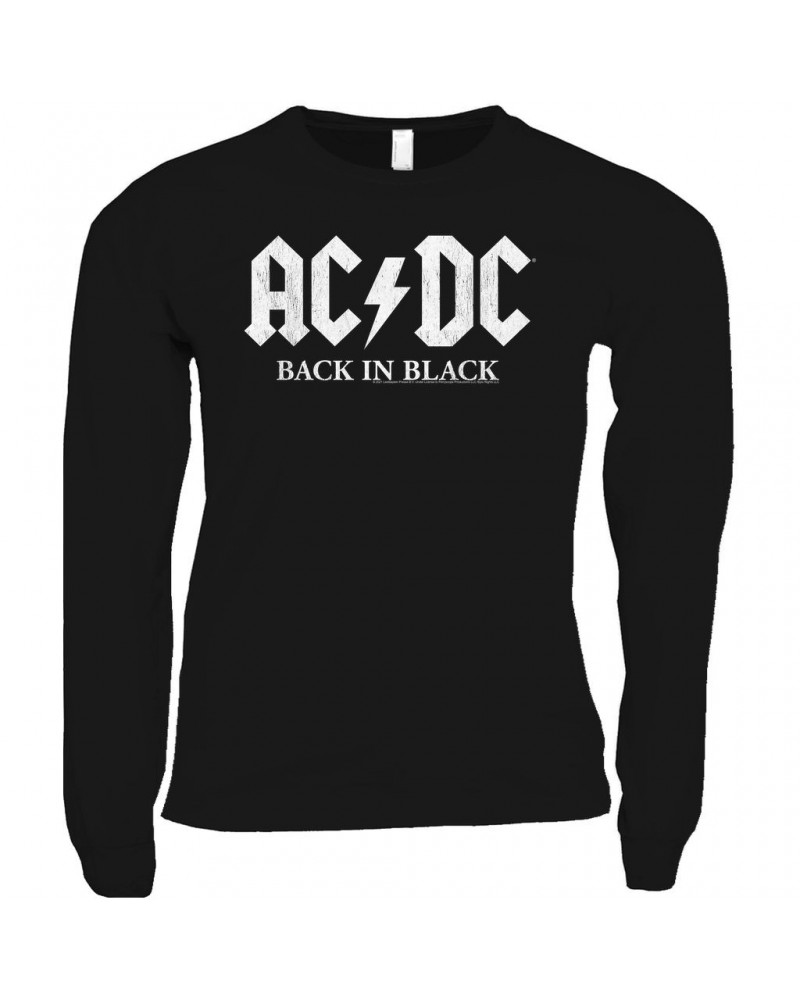 AC/DC Long Sleeve Shirt | Back In Black US White Design Shirt $9.28 Shirts