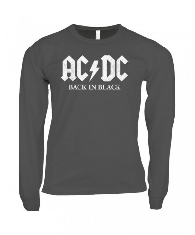 AC/DC Long Sleeve Shirt | Back In Black US White Design Shirt $9.28 Shirts