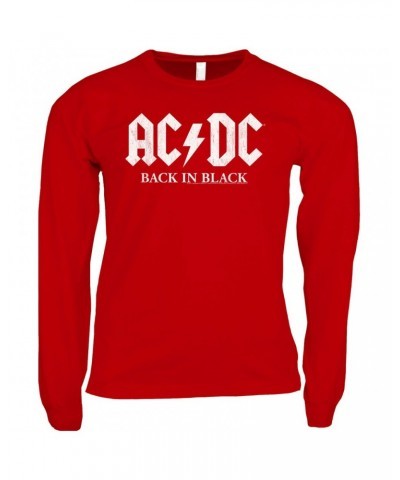 AC/DC Long Sleeve Shirt | Back In Black US White Design Shirt $9.28 Shirts