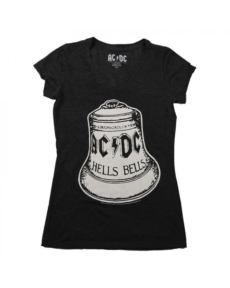 AC/DC Women's White Bells V-Neck T-Shirt $4.00 Shirts